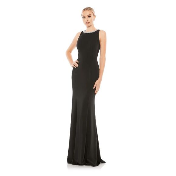 Mac Duggal NWT size 6 black trumpet gown style 49093 *notes*